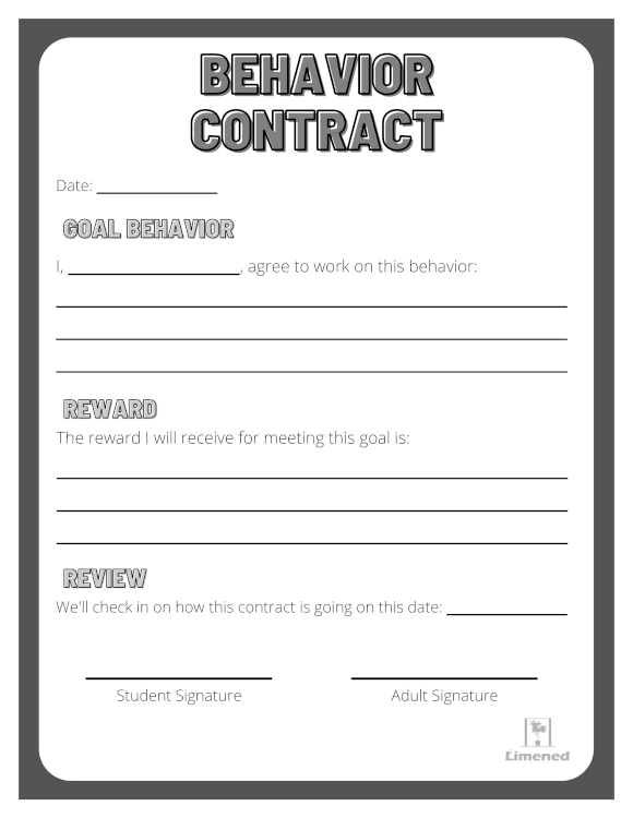 thumbnail of Limened main behavior contract template
