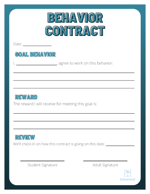 thumbnail of Limened behavior contract template in blue colors