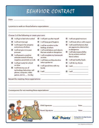 thumbnail of Middle School Behavior Contract Template with Behavior Checklist