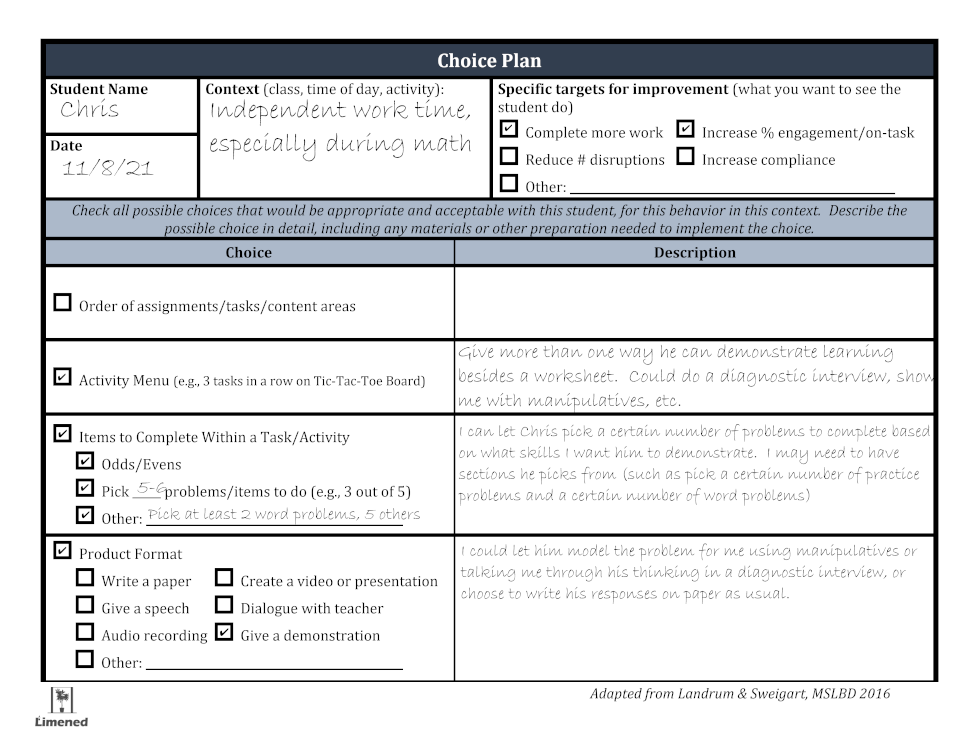 thumbnail of choice making planning template