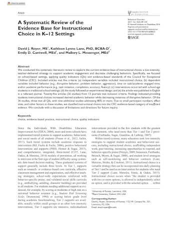 thumbnail of systematic review of instructional choice making